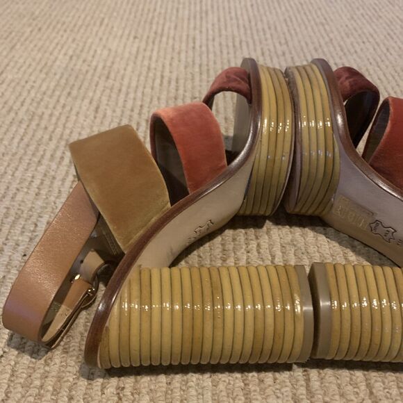 Tory Burch Velvet Color Block Slingback Sandals Size 6M - Picture 6 of 9